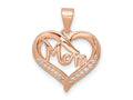 FJC Finejewelers 925 Sterling Silver Rose Tone CZ Mom Heart Charm 22 x 17 mm