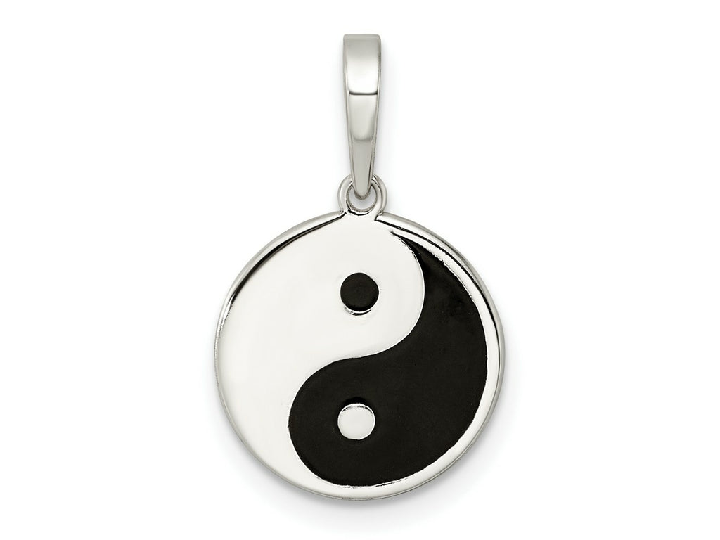 FJC Finejewelers 925 Sterling Silver Rhodium Plated Enameled Yin Yang Charm 21 x 12 mm