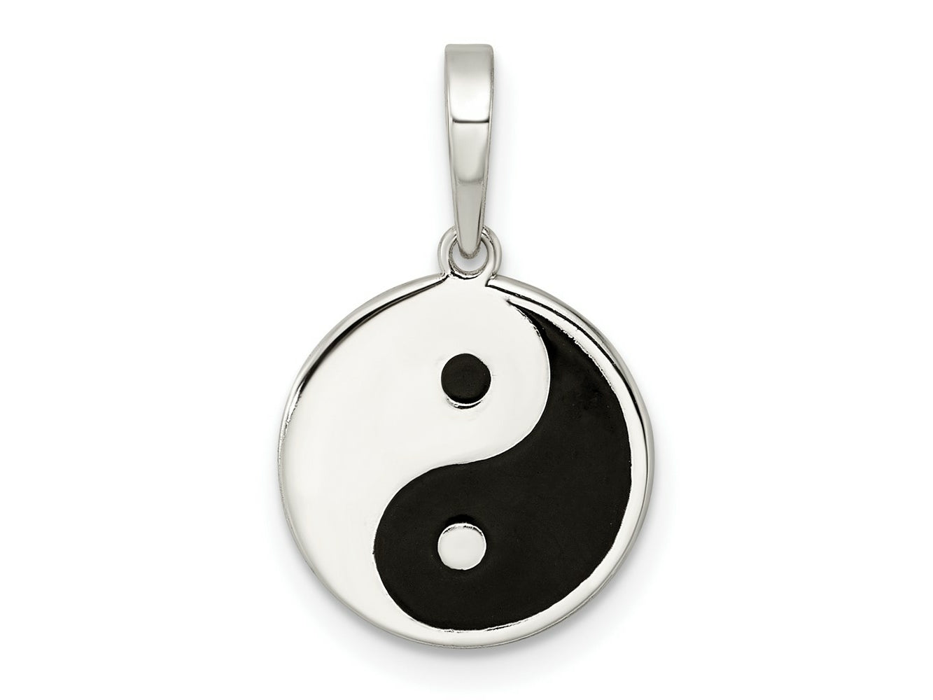 FJC Finejewelers 925 Sterling Silver Rhodium Plated Enameled Yin Yang Charm 21 x 12 mm