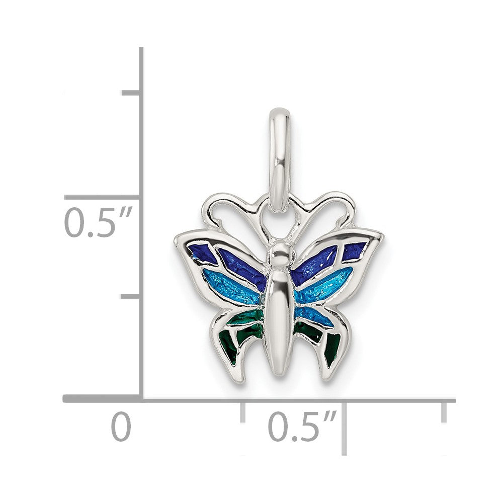 FJC Finejewelers 925 Sterling Silver Polished Enameled Butterfly Charm 18 x 13 mm