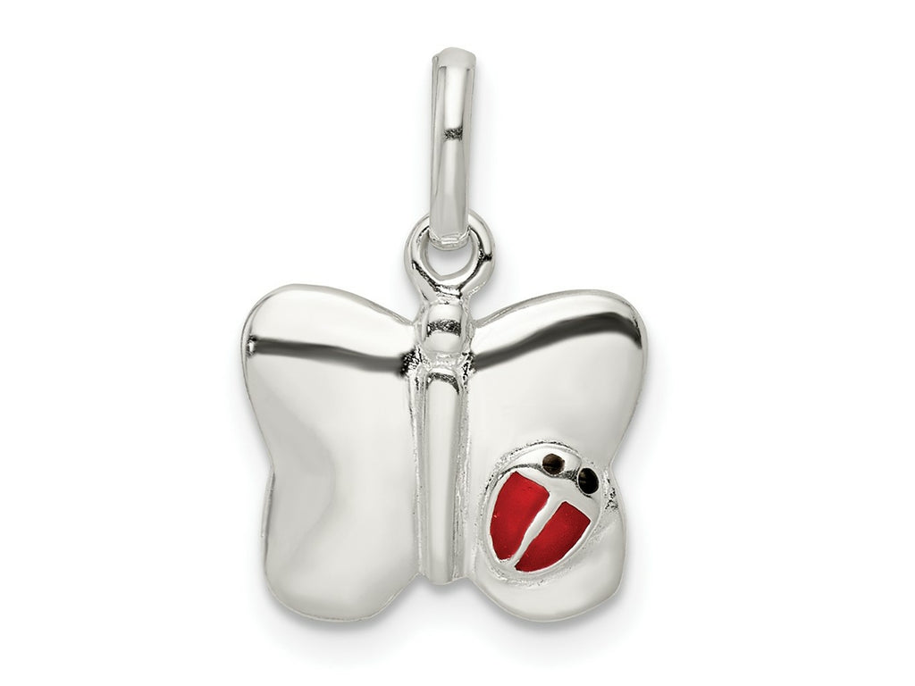 FJC Finejewelers 925 Sterling Silver Polished Enameled Butterfly with Ladybug Charm 20 x 13 mm