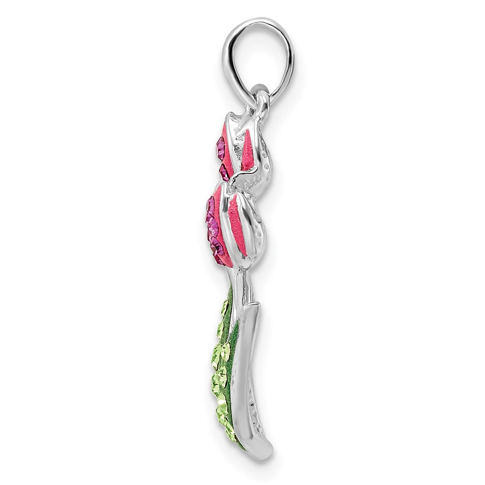 FJC Finejewelers 925 Sterling Silver Enameled Rhodium Plated Preciosa Crystal Tulips Charm 28 x 11 mm