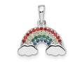 FJC Finejewelers 925 Sterling Silver Rhodium Plated Multi-Color Nano Crystal Rainbow Charm 16 x 14 mm