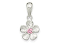 FJC Finejewelers 925 Sterling Silver Brushed and Polished Pink CZ Flower Charm 20 x 10 mm