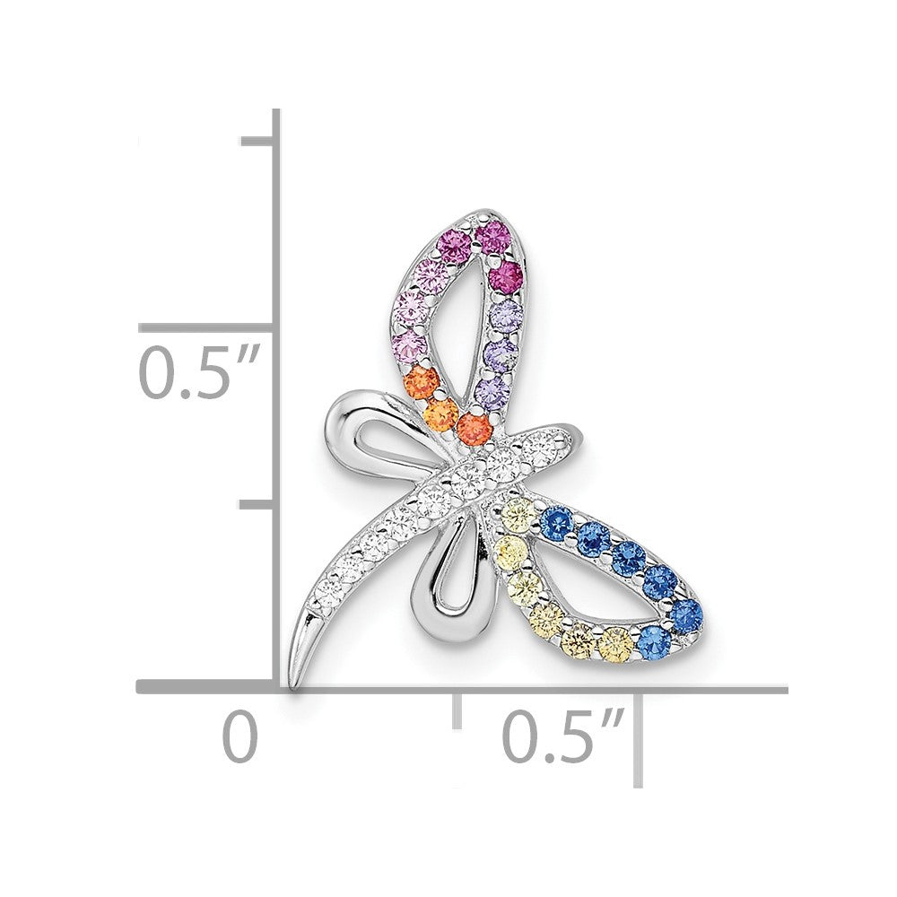FJC Finejewelers 925 Sterling Silver Rhodium Plated Multicolor CZ Dragonfly Chain Slide 14 x 17 mm