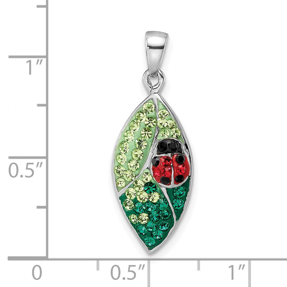 FJC Finejewelers 925 Sterling Silver Rhodium Plated Preciosa Crystal Leaf with Ladybug Charm 28 x 10 mm