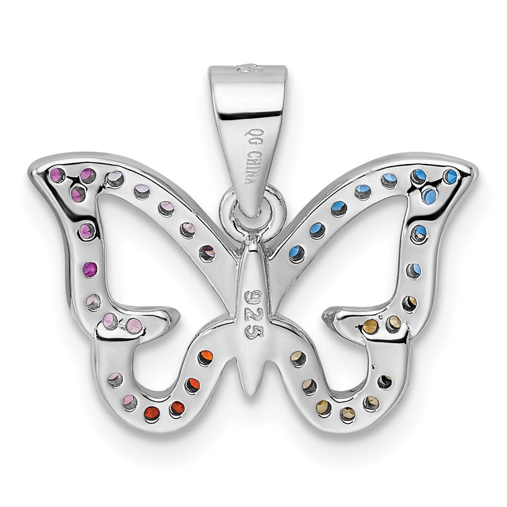 FJC Finejewelers 925 Sterling Silver Rhodium Plated Multicolor CZ Butterfly Charm 17 x 18 mm