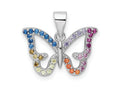 FJC Finejewelers 925 Sterling Silver Rhodium Plated Multicolor CZ Butterfly Charm 17 x 18 mm