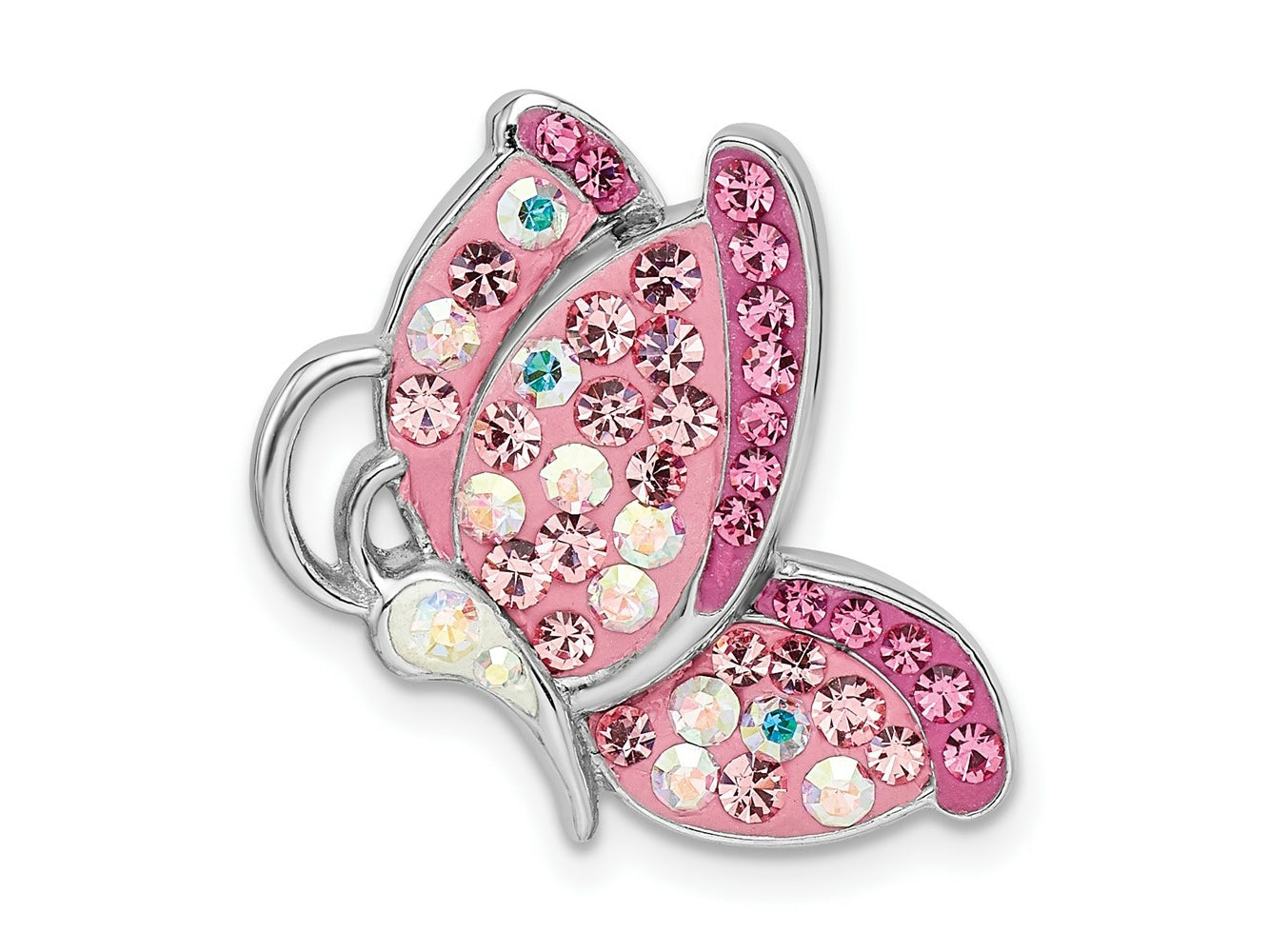 FJC Finejewelers 925 Sterling Silver Rhodium Plated Preciosa Crystal Butterfly Chain Slide 22 x 16 mm