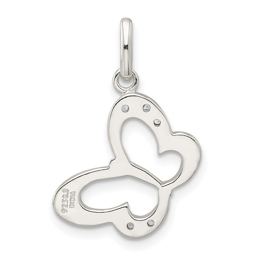 FJC Finejewelers 925 Sterling Silver Polished CZ Butterfly Charm 24 x 17 mm