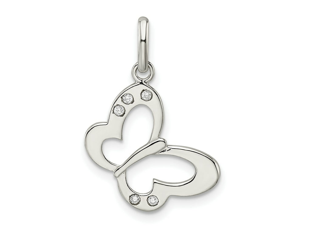 FJC Finejewelers 925 Sterling Silver Polished CZ Butterfly Charm 24 x 17 mm