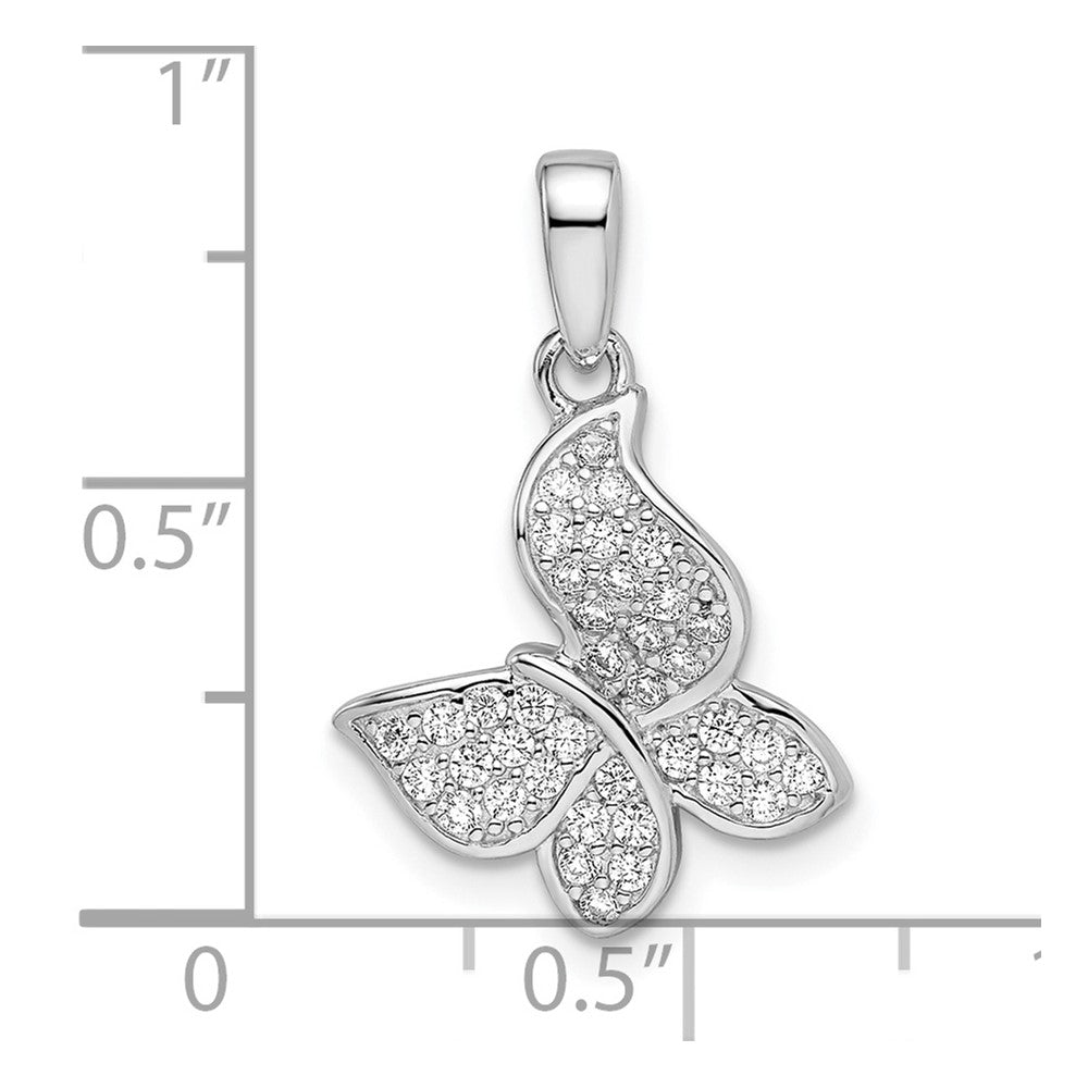 FJC Finejewelers 925 Sterling Silver Rhodium Plated CZ Butterfly Charm 22 x 14 mm