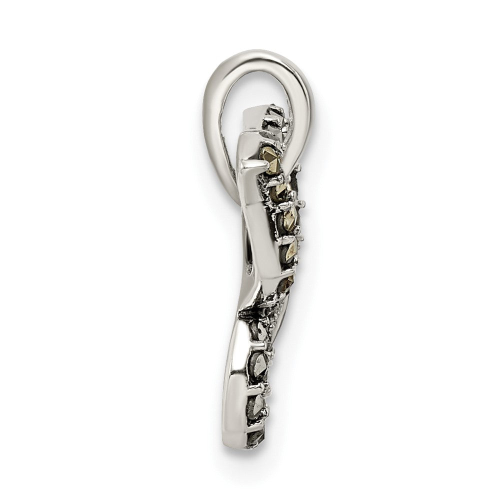 FJC Finejewelers 925 Sterling Silver Antiqued Polished Marcasite Butterfly Charm 17 x 19 mm