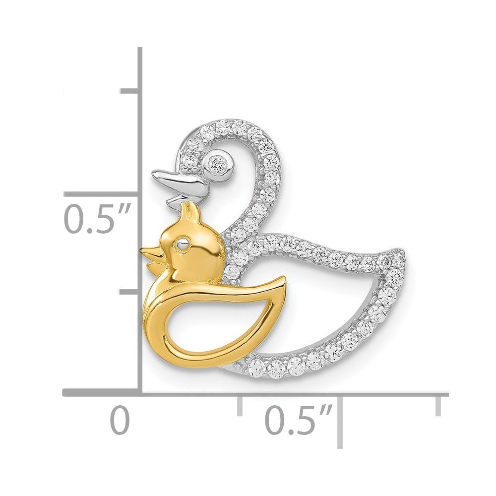 FJC Finejewelers 925 Sterling Silver Themed CZ Gold-tone Duck Slide 17.08 mm x 17.15 mm