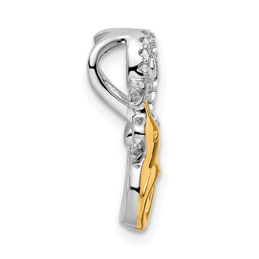FJC Finejewelers 925 Sterling Silver Themed CZ Gold-tone Duck Slide 17.08 mm x 17.15 mm