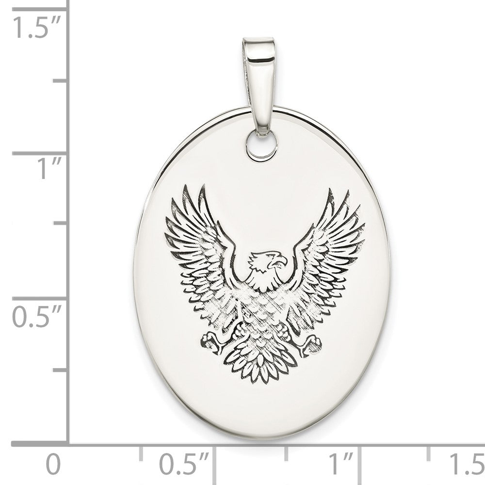 FJC Finejewelers 925 Sterling Silver Antiqued Polished Eagle Oval Charm 36 x 22 mm
