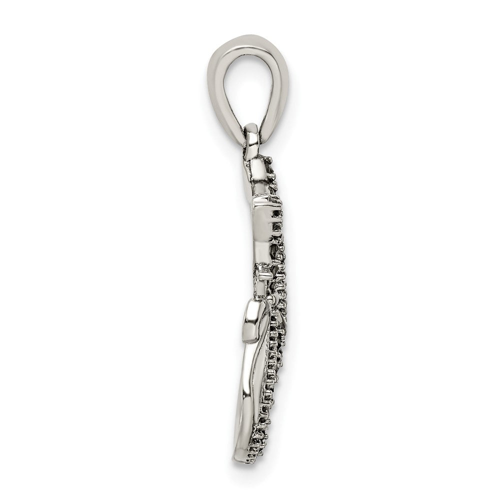 FJC Finejewelers 925 Sterling Silver Antiqued Polished Marcasite Cats Charm 25 x 13 mm