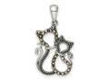 FJC Finejewelers 925 Sterling Silver Antiqued Polished Marcasite Cats Charm 25 x 13 mm