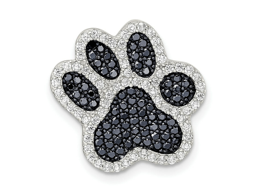 FJC Finejewelers 925 Sterling Silver Rhodium Plated Polished CZ Paw Print Chain Slide 18 x 18 mm