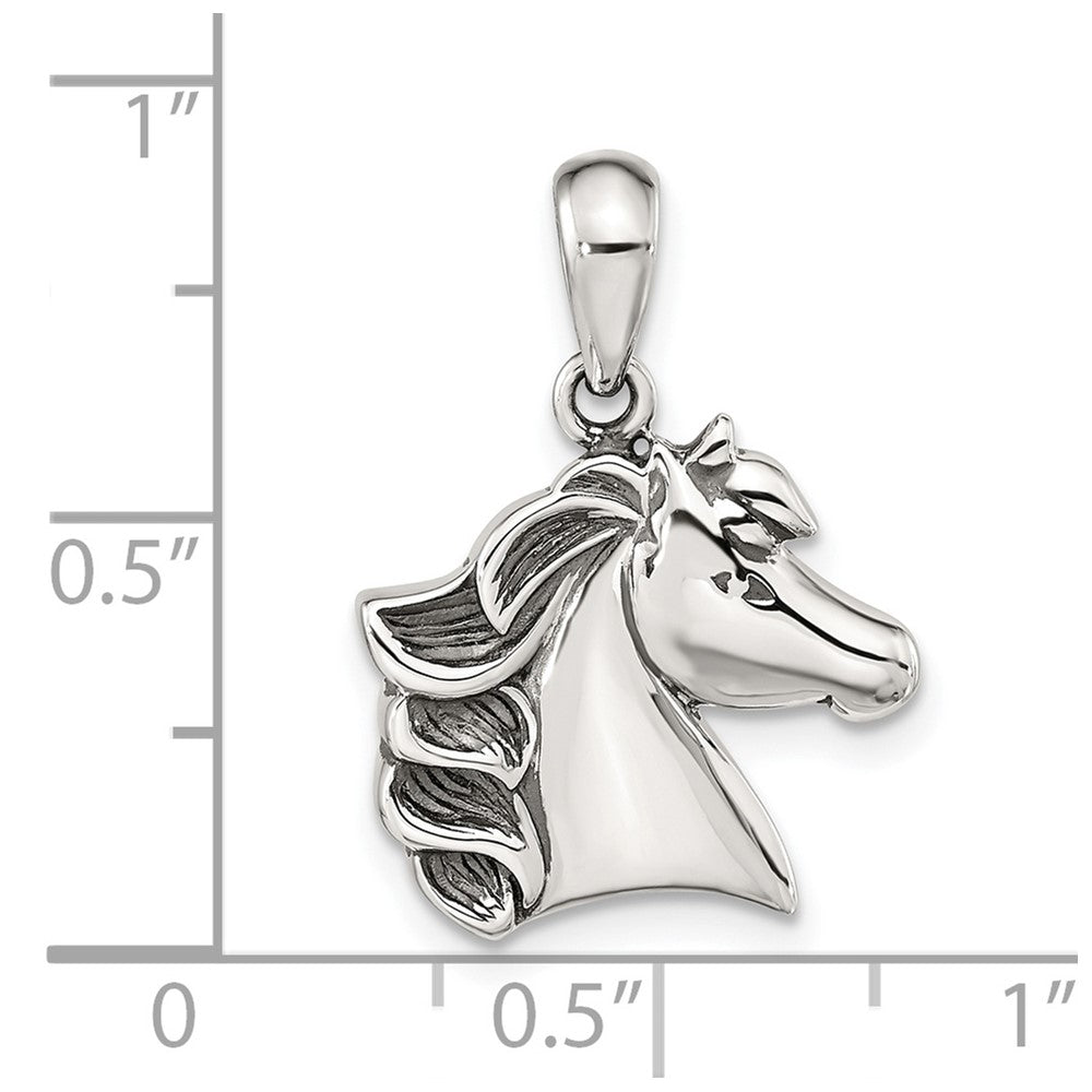 FJC Finejewelers 925 Sterling Silver Antiqued Polished Horse Charm 21 x 15 mm