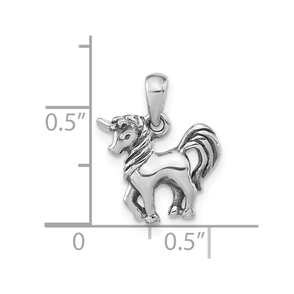 FJC Finejewelers 925 Sterling Silver Antiqued Polished Unicorn Charm 16 x 12 mm