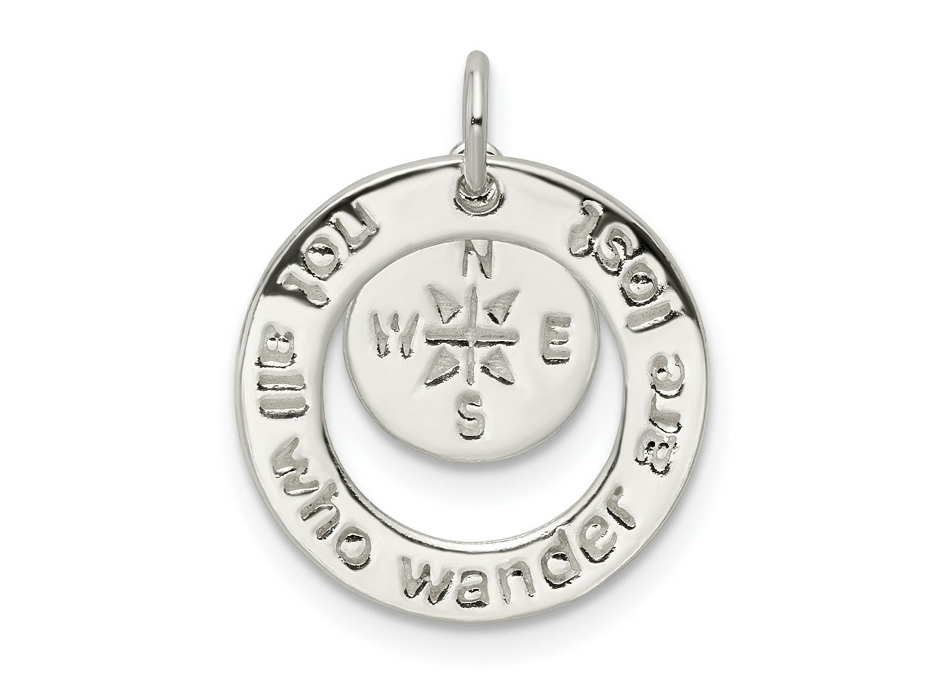 FJC Finejewelers 925 Sterling Silver Round NOT ALL WHO WANDER Charm 19 x 16 mm