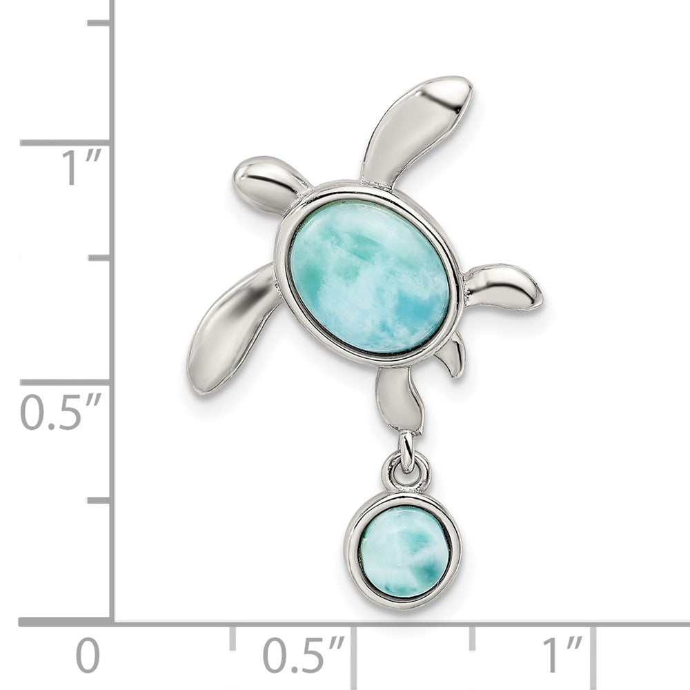 FJC Finejewelers 925 Sterling Silver Rhodium Plated Polished Larimar Turtle Chain Slide 28 x 17 mm