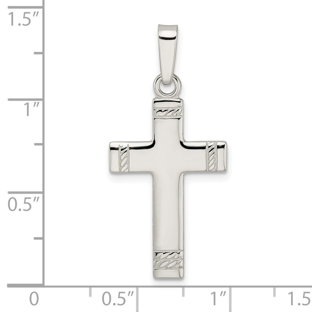 FJC Finejewelers 925 Sterling Silver Polished with Rope Ends Latin Cross Charm 35 x 16 mm