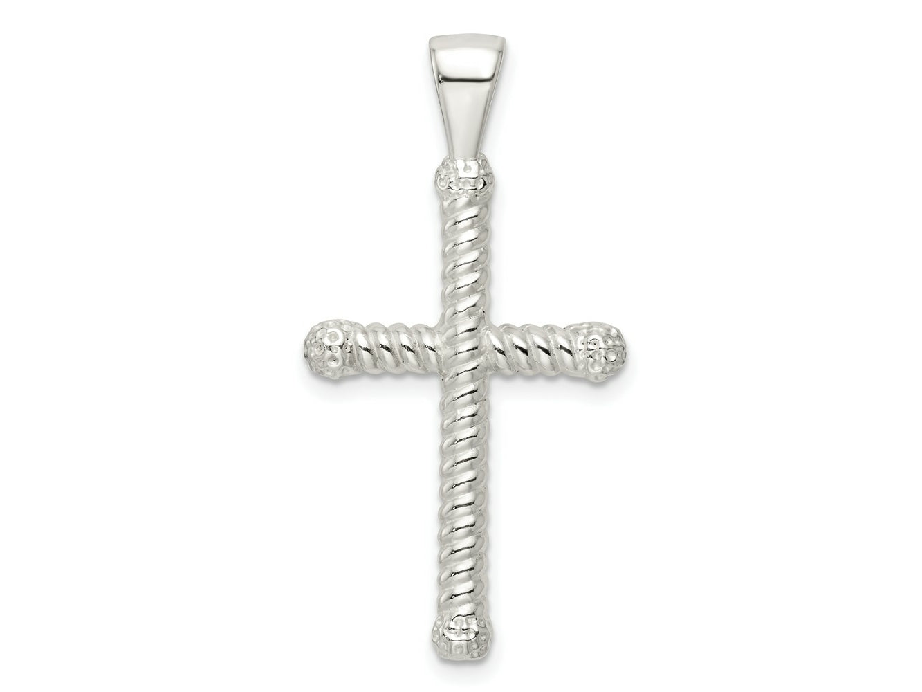FJC Finejewelers 925 Sterling Silver Polished Twisted Hollow Latin Cross Charm 38 x 19 mm