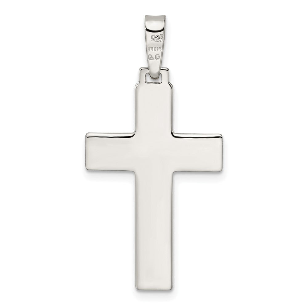 FJC Finejewelers 925 Sterling Silver Polished with Lines Latin Cross Charm 36 x 17 mm