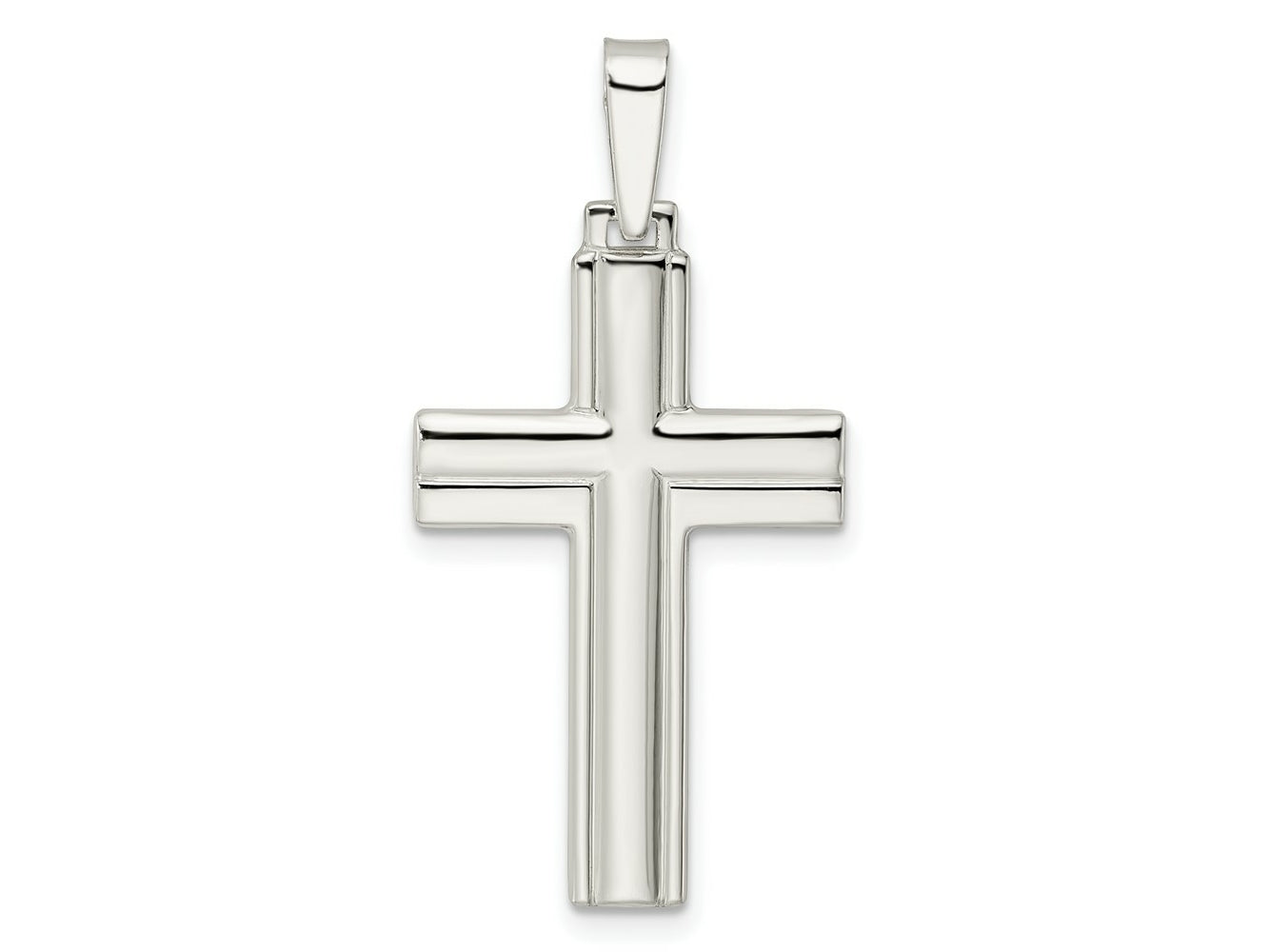 FJC Finejewelers 925 Sterling Silver Polished with Lines Latin Cross Charm 36 x 17 mm