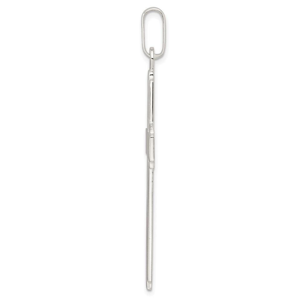 FJC Finejewelers 925 Sterling Silver Polished with Edge Lines Large Latin Cross Charm 56 x 30 mm