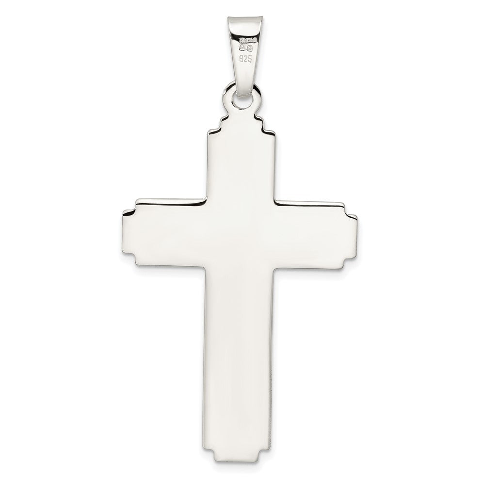 FJC Finejewelers 925 Sterling Silver Polished with Edge Lines Large Latin Cross Charm 56 x 30 mm