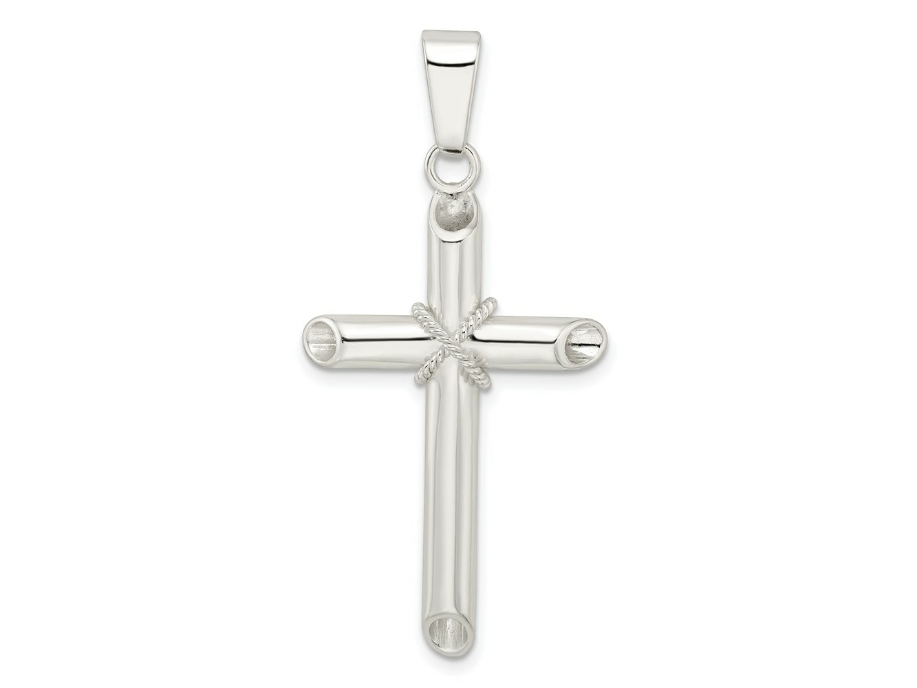 FJC Finejewelers 925 Sterling Silver Polished X Center Hollow Tube Cross Charm 48 x 22 mm
