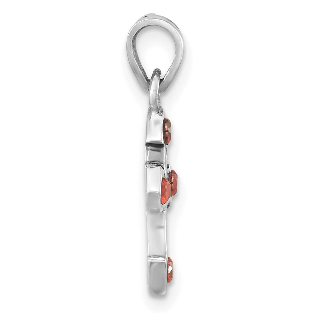 FJC Finejewelers 925 Sterling Silver Polished Open Cross Red Crystal Charm 21 x 10 mm