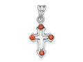 FJC Finejewelers 925 Sterling Silver Polished Open Cross Red Crystal Charm 21 x 10 mm