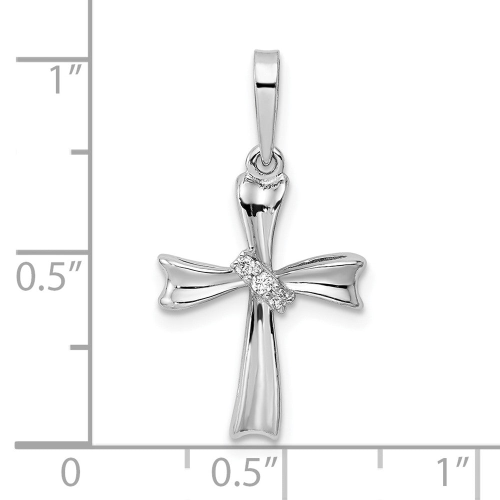 FJC Finejewelers 925 Sterling Silver Rhodium Plated CZ Cross Charm 26 x 13 mm