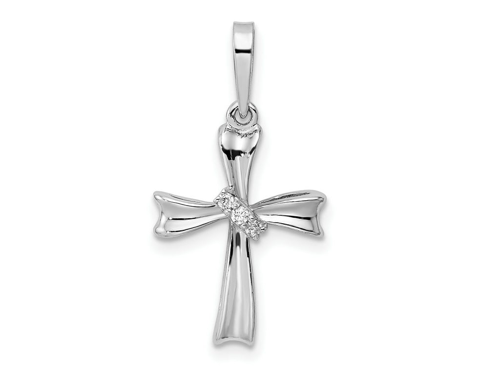 FJC Finejewelers 925 Sterling Silver Rhodium Plated CZ Cross Charm 26 x 13 mm