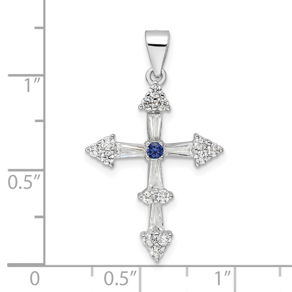 FJC Finejewelers 925 Sterling Silver Rhodium Plated CZ Cross Charm 31 x 18 mm