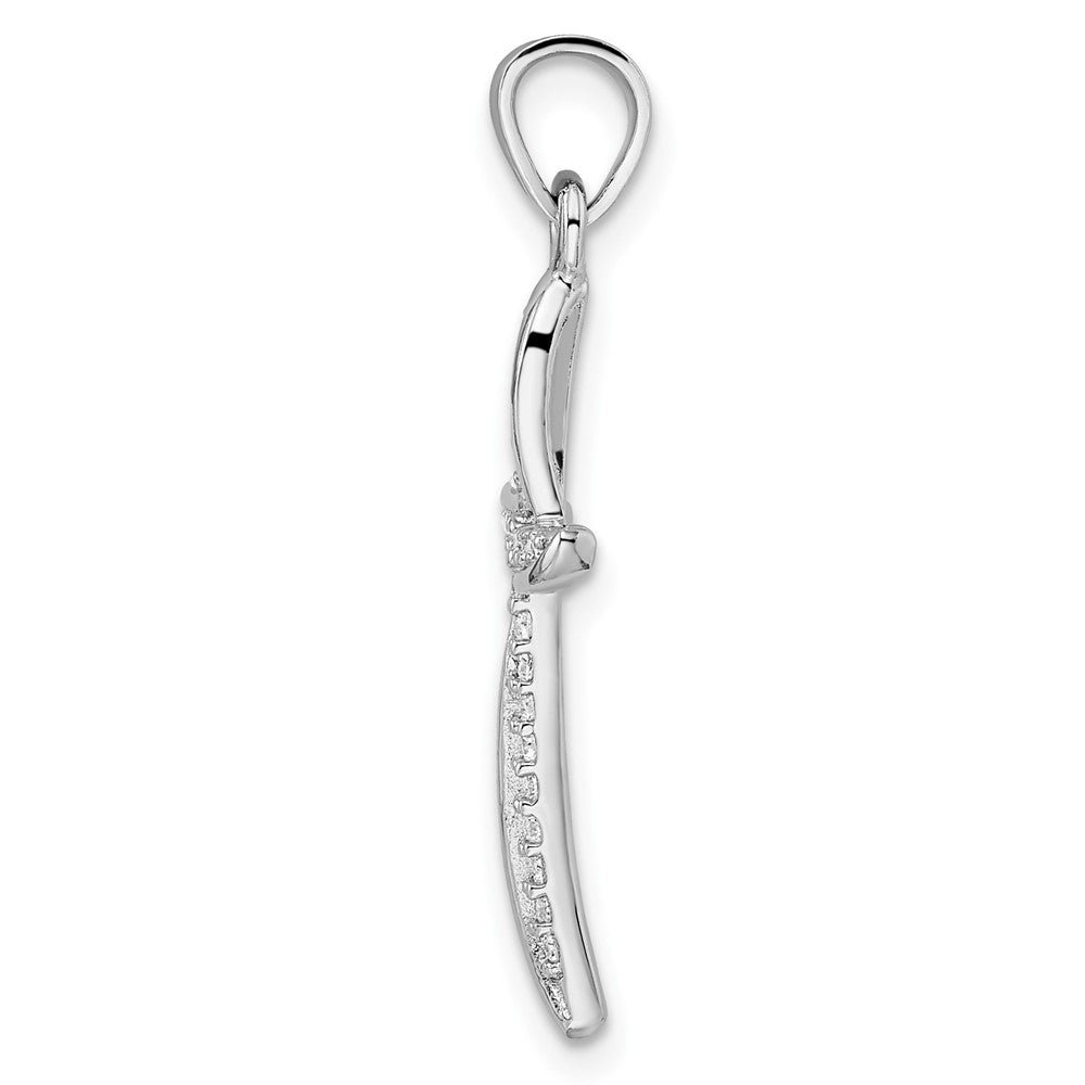 FJC Finejewelers 925 Sterling Silver Rhodium Plated Small CZ Wavy Cross Charm 32 x 16 mm