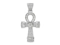 FJC Finejewelers 925 Sterling Silver Rhodium Plated Polished CZ Ankh Cross Charm 54 x 26 mm