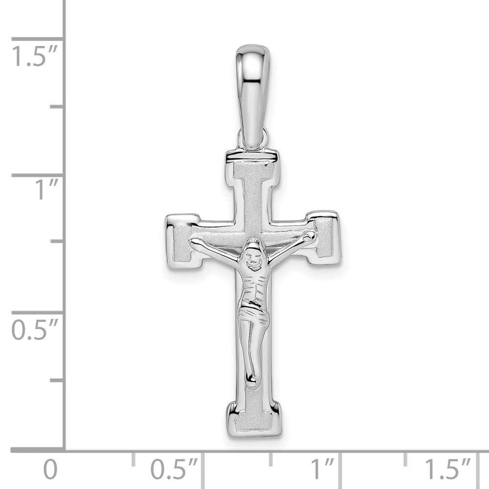 FJC Finejewelers 925 Sterling Silver Rhodium Plated Polished and Laser Crucifix Charm 35 x 15 mm