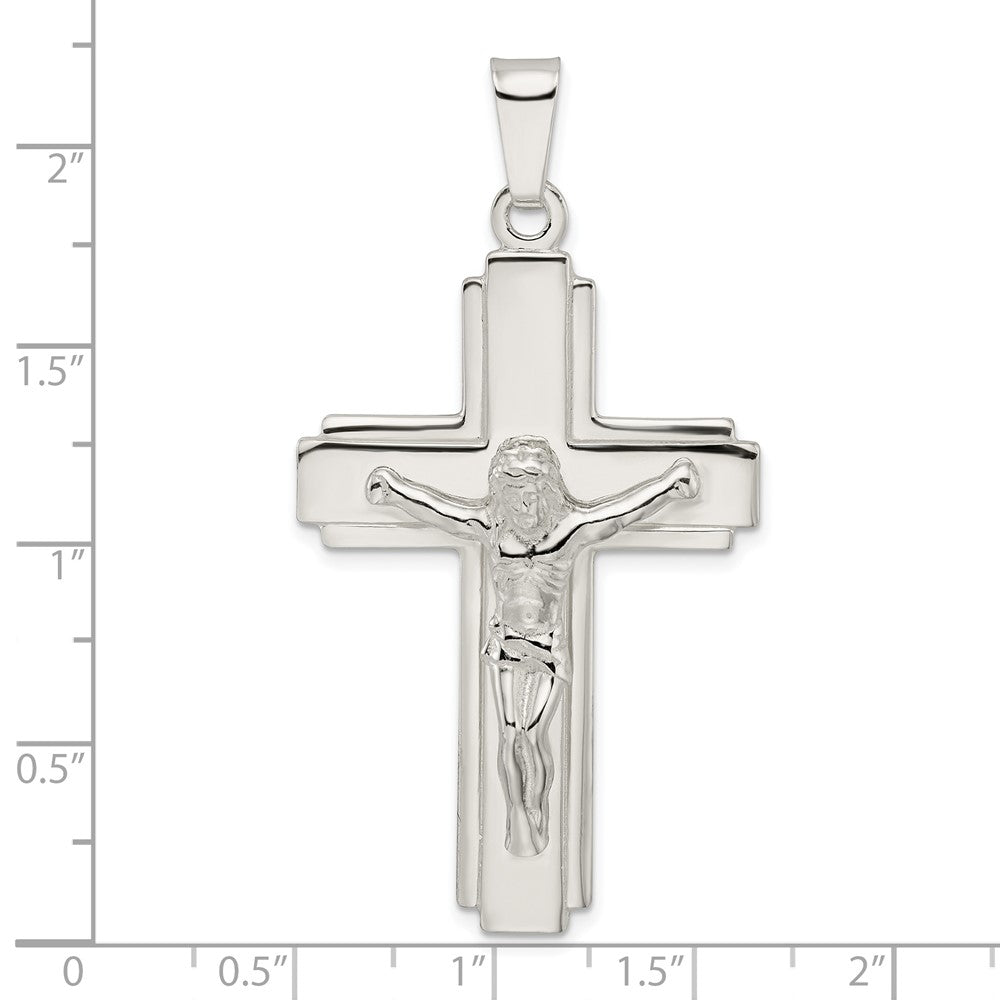 FJC Finejewelers 925 Sterling Silver Polished with Side Lines Large Crucifix Charm 56 x 30 mm