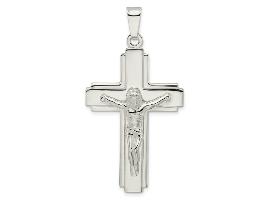 FJC Finejewelers 925 Sterling Silver Polished with Side Lines Large Crucifix Charm 56 x 30 mm