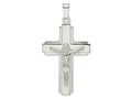 FJC Finejewelers 925 Sterling Silver Polished with Side Lines Large Crucifix Charm 56 x 30 mm