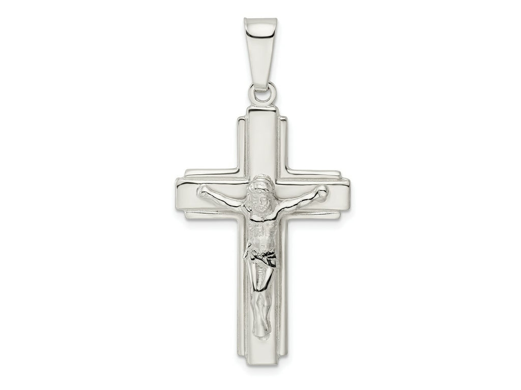 FJC Finejewelers 925 Sterling Silver Polished with Side Lines Crucifix Charm 47 x 23 mm