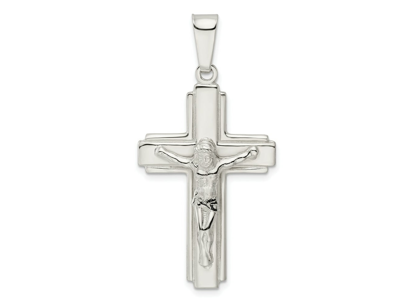FJC Finejewelers 925 Sterling Silver Polished with Side Lines Crucifix Charm 47 x 23 mm