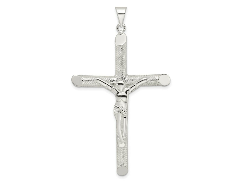 FJC Finejewelers 925 Sterling Silver Polished and Texture Tube Crucifix Cross Charm 63 x 37 mm