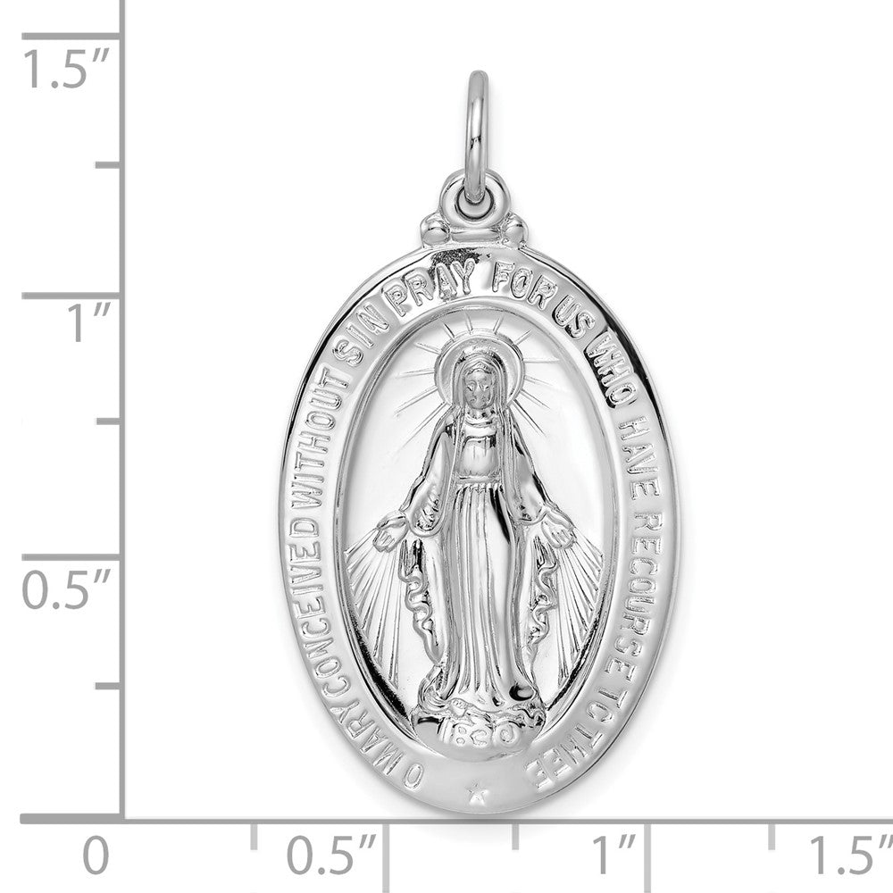 FJC Finejewelers 925 Sterling Silver Rhodium Plated Polished Solid Miraculous Medal Charm 38 x 20 mm