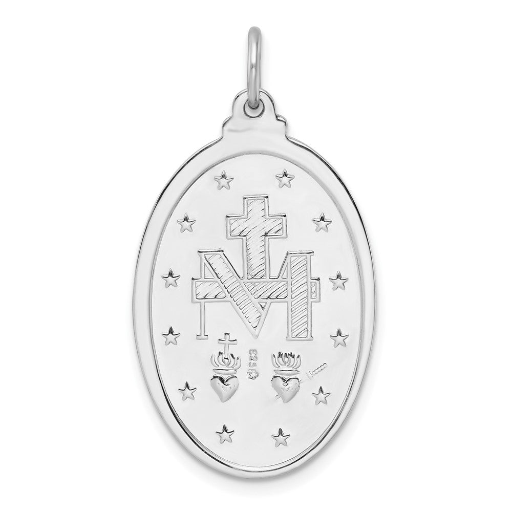 FJC Finejewelers 925 Sterling Silver Rhodium Plated Polished Solid Miraculous Medal Charm 38 x 20 mm
